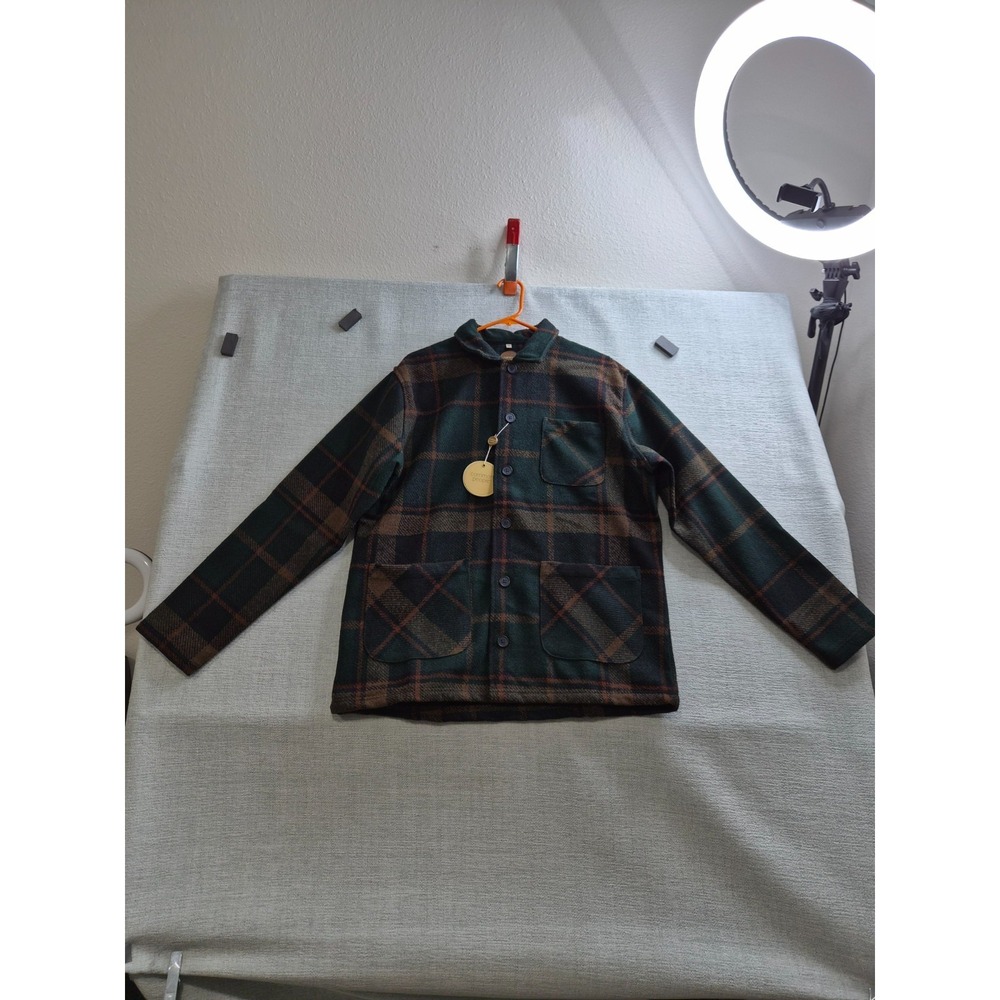 Common People Shacket Mens Medium Multicolor Plaid Wool Button Front Casual